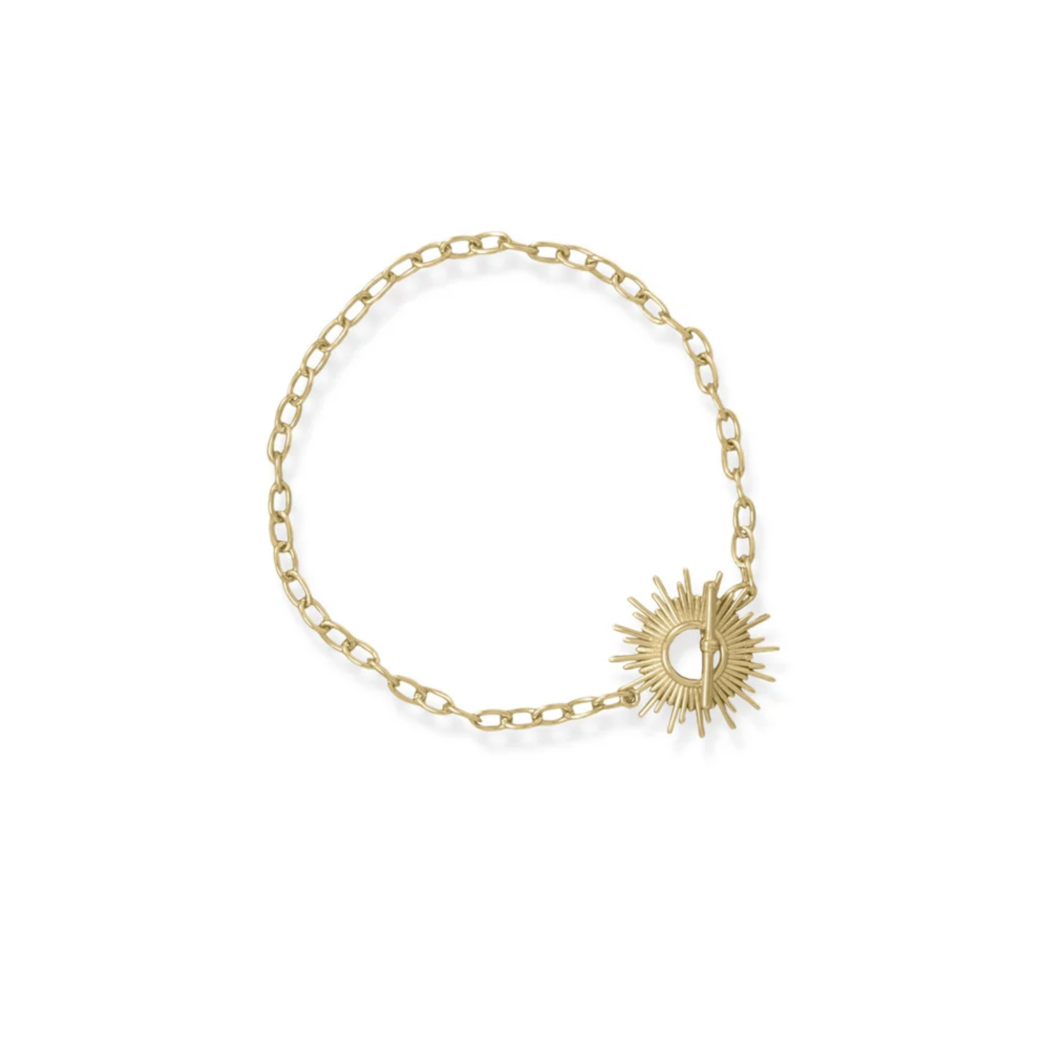 Shine On! 14 Karat Gold Plated Sunburst Toggle Bracelet