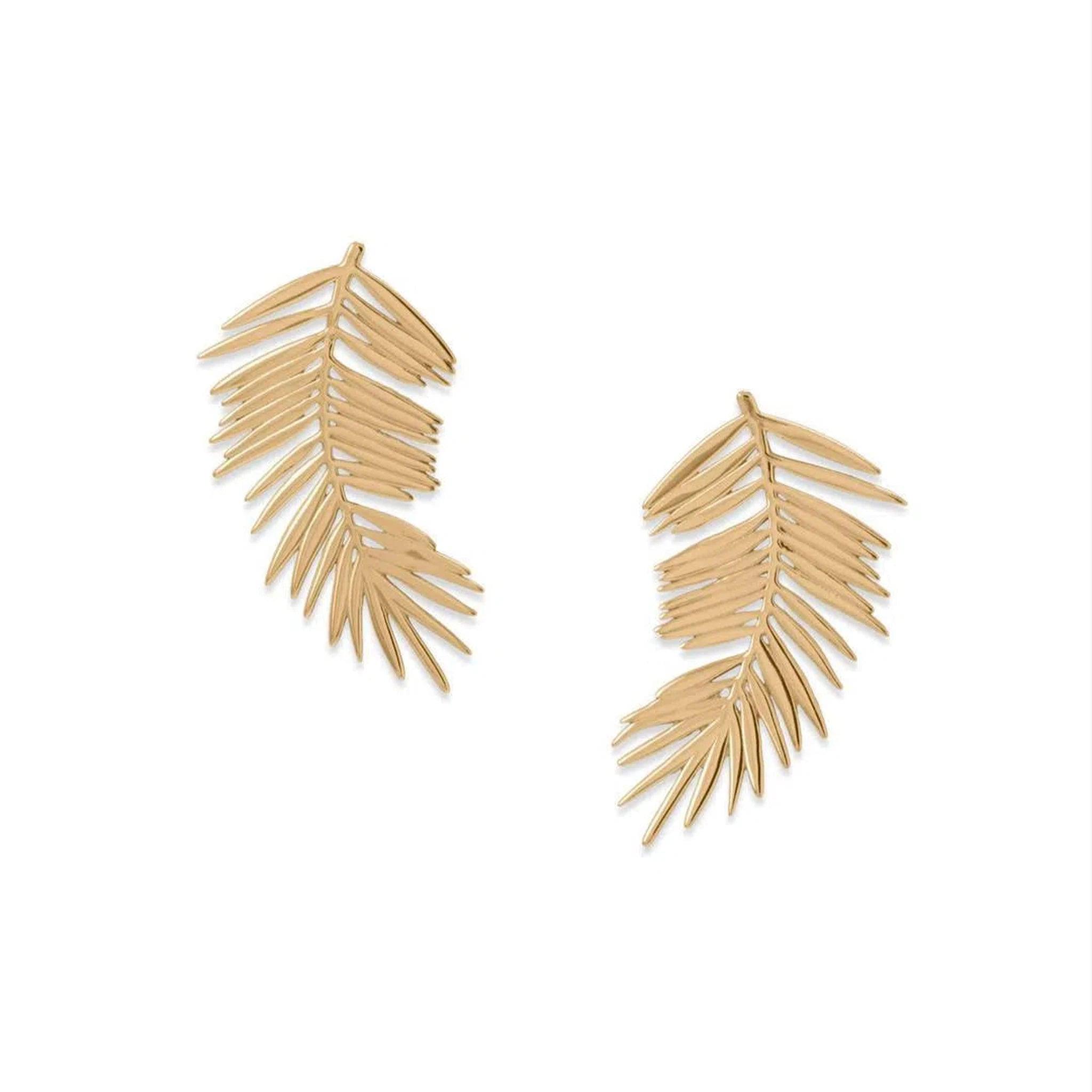14 Karat Gold Plated Palm Leaf Earrings