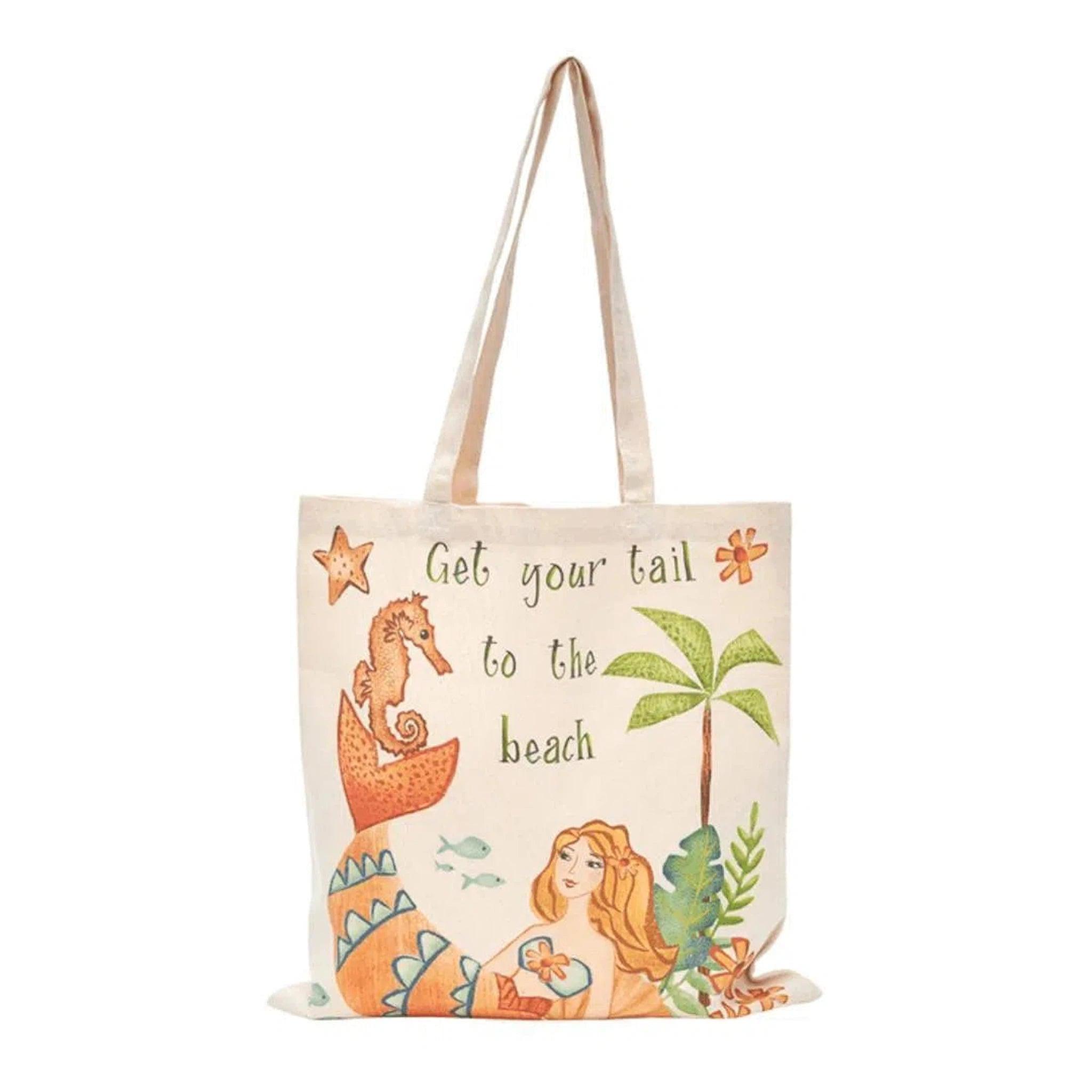 Get Your Tail to The Beach Mermaid Tote Bag