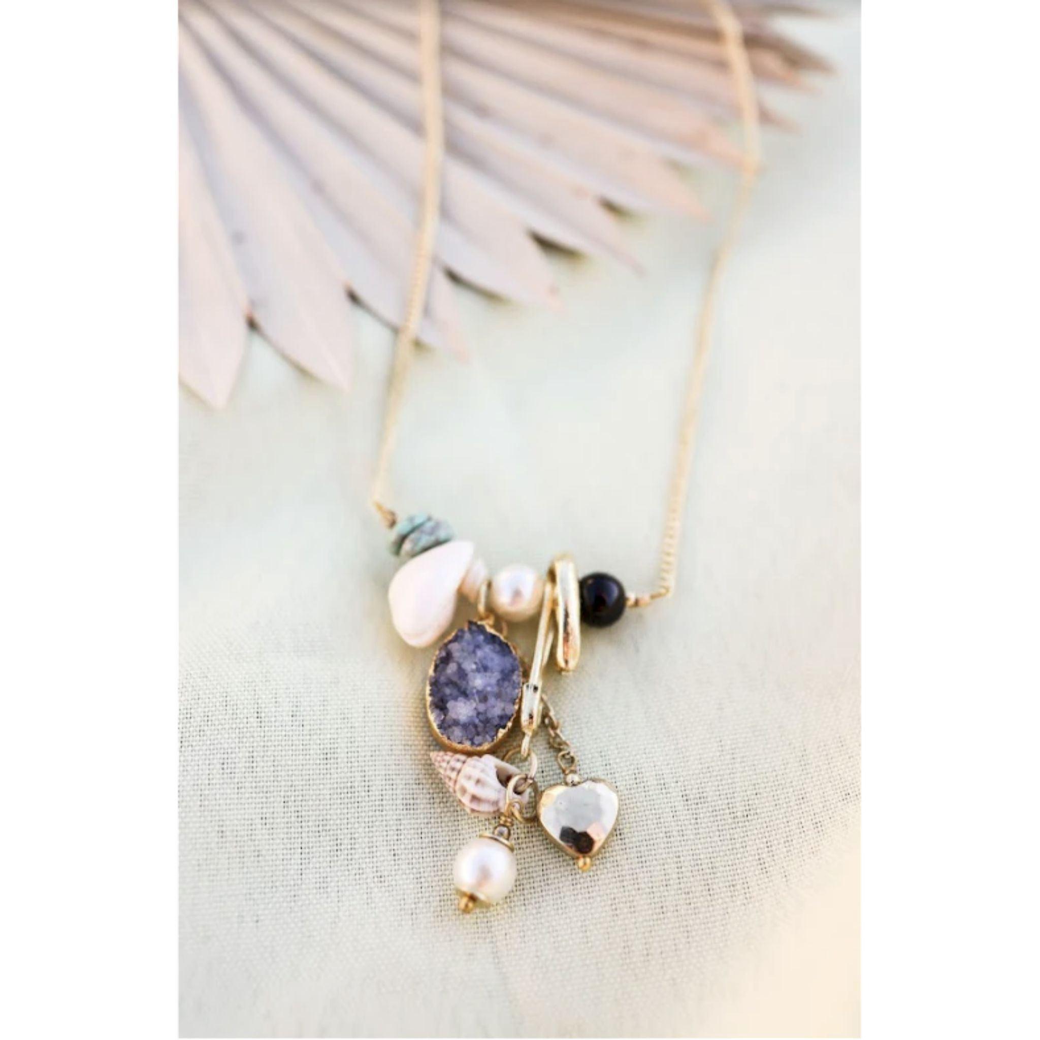 She-Shell Gem Charm Necklace