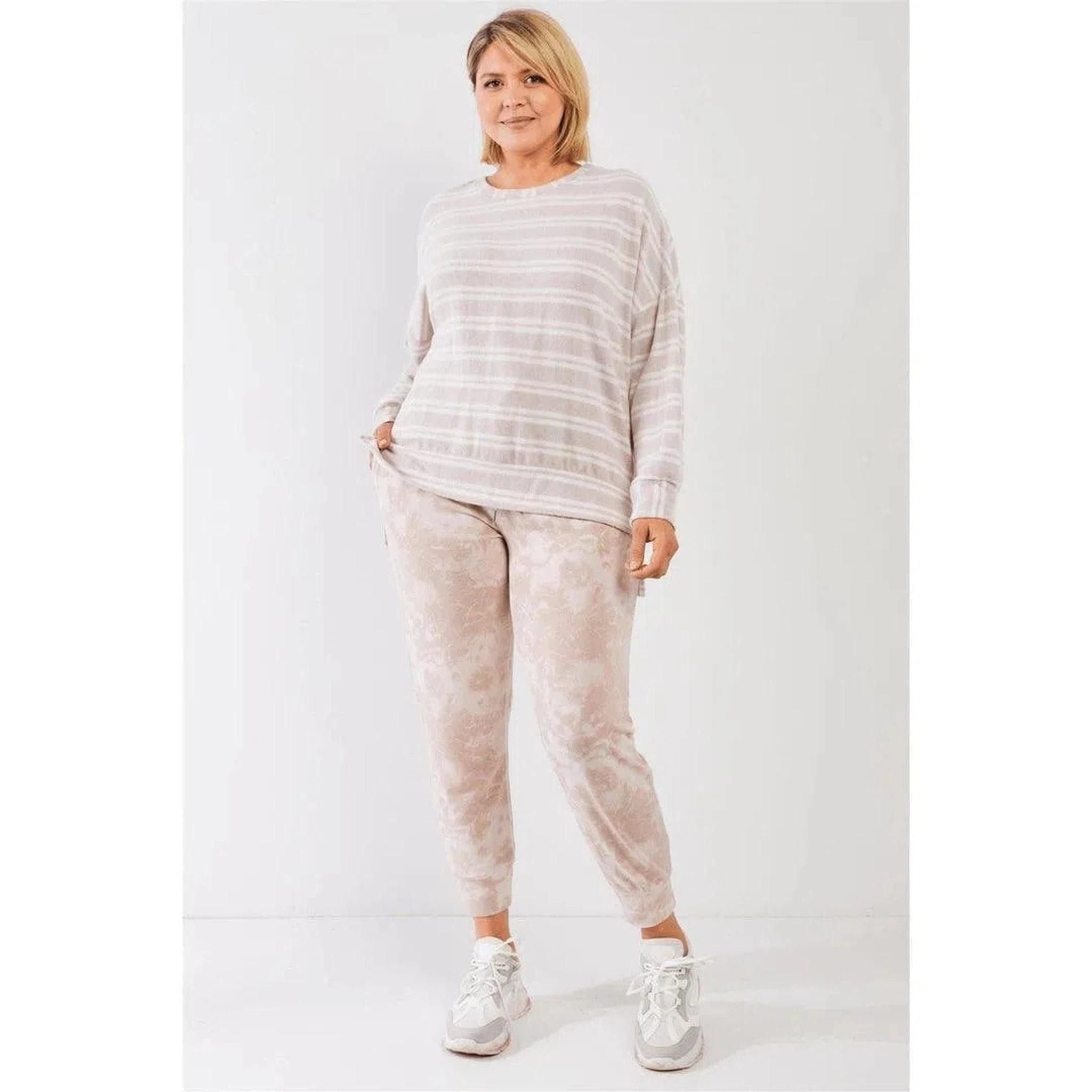 Taupe Tie-Dye Joggers - Curvy Size