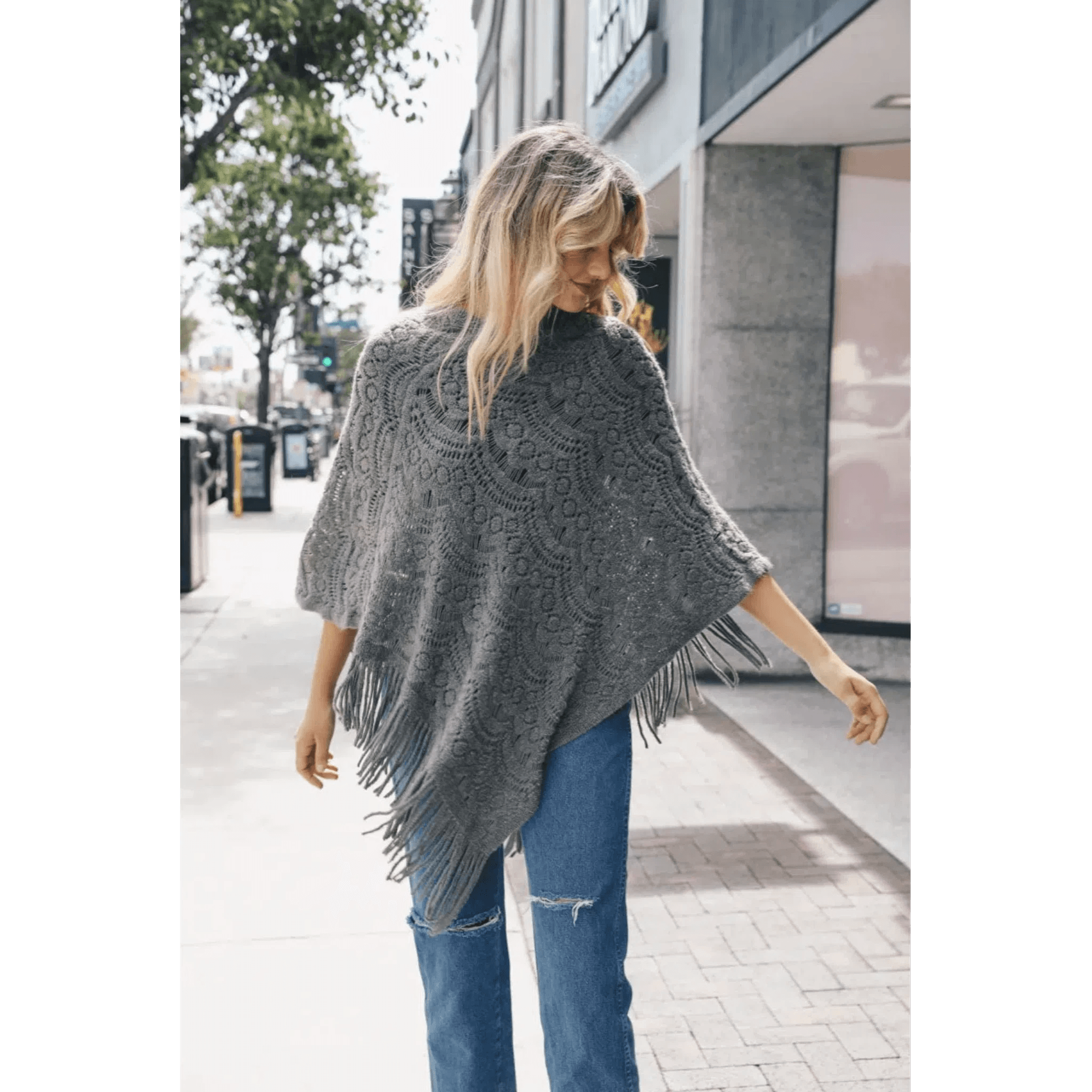 Scallop Bohemian Knit Poncho